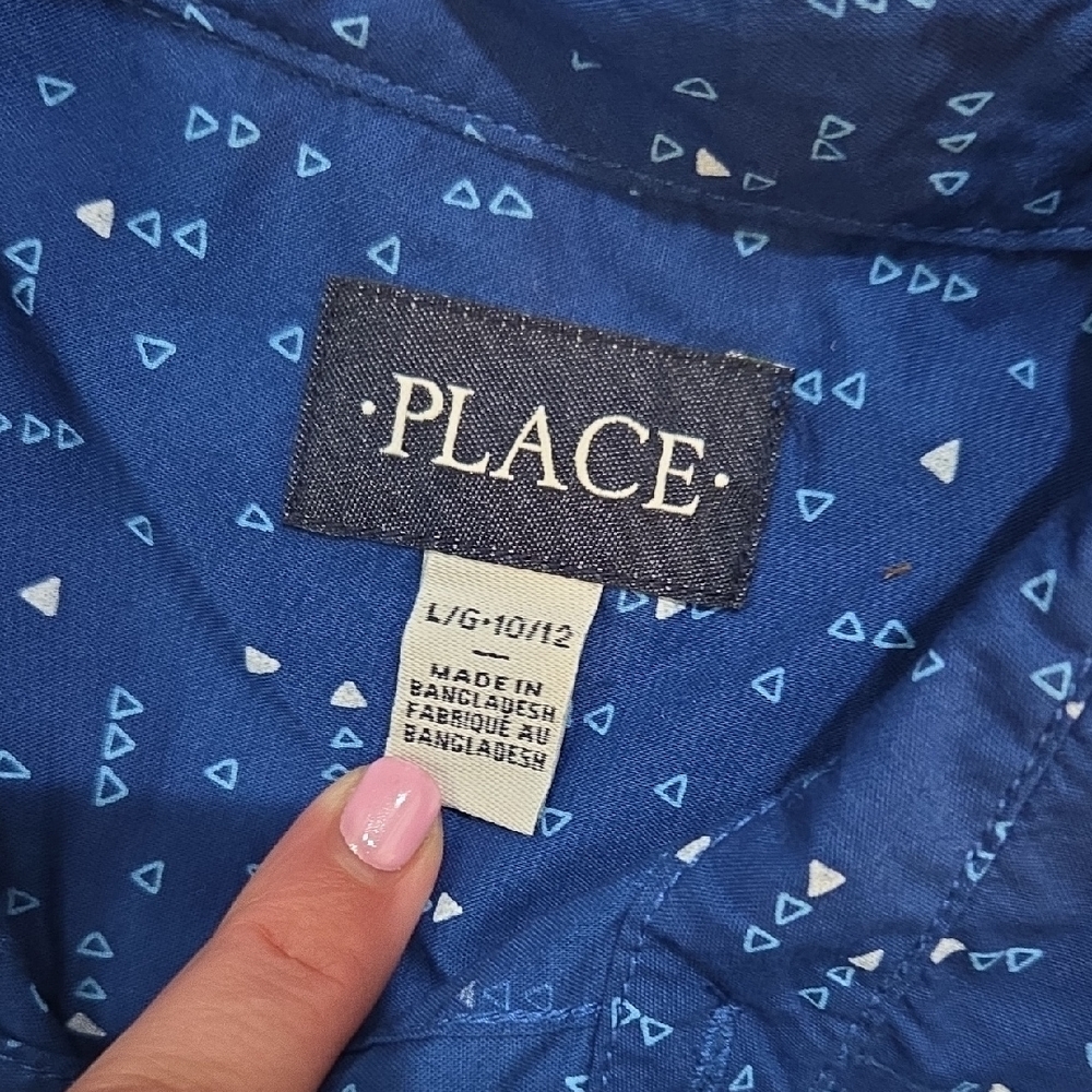 PLACE Blue Geometric Pattern Shirt - Picture 2 of 5